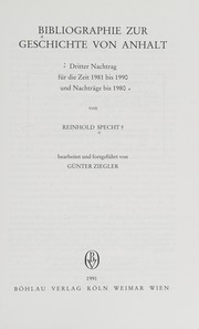 Cover of: Bibliographie zur Geschichte von Anhalt