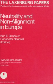 Cover of: Neutrality and non-alignment in Europe