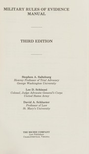 Cover of: Military rules of evidence manual