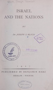 Cover of: Israel and the nations by J. S. Bloch