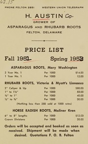 Price list, fall 1952, spring 1953 by H. Austin Co