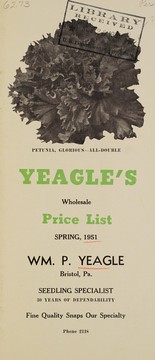 Cover of: Yeagle's wholesale price list, spring, 1951 by William P. Yeagle (Firm)