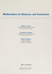 Cover of: Mathematics for business and consumers