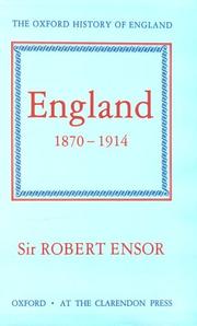 Cover of: England 1870-1914 by Robert Ensor