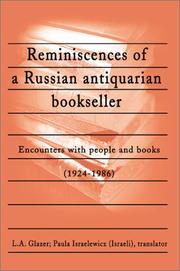 Cover of: Reminiscences of a Russian Antiquarian Bookseller by Lev Abramovich Glazer, Peter Konecny