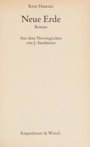 Cover of: Neue Erde by Knut Hamsun