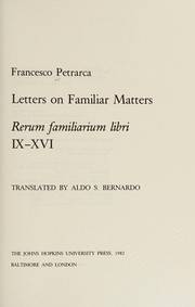 Cover of: Letters on Familiar Matters by Francesco Petrarca