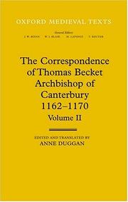 Cover of: The Correspondence of Thomas Becket, Archbishop of Canterbury by Thomas Becket, Anne Duggan