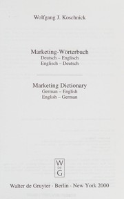 Cover of: Marketing-Wörterbuch: Deutsch-Englisch, Englisch-Deutsch = Marketing dictionary : German-English, English-German