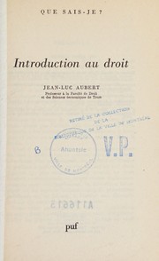 Introduction au droit by Jean-Luc Aubert