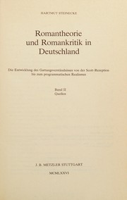 Cover of: Romantheorie und Romankritik in Deutschland: die Entwicklung des Gattungsverständisses von der Scott-Rezeption bis zum programmatischen Realismus
