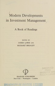 Cover of: Modern developments in investment management by James Hirsch Lorie