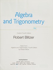 Cover of: Algebra and trigonometry by Robert Blitzer