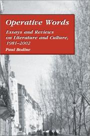 Cover of: Operative Words: Essays and Reviews on Literature and Culture, 1981