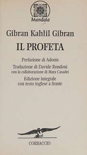 Cover of: Il profeta: edizione integrale con testo inglese a fronte