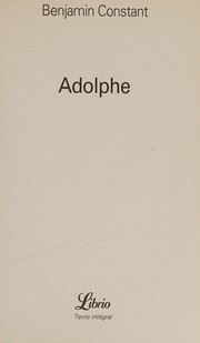 Cover of: Adolphe: [roman]