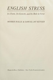 Cover of: English stress by Morris Halle