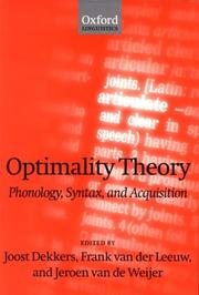 Cover of: Optimality theory by edited by Joost Dekkers, Frank van der Leeuw, Jeroen van de Weijer.