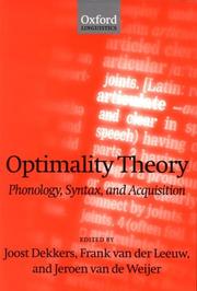 Cover of Optimality theory