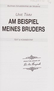 Cover of: Am Beispiel meines Bruders by Uwe Timm