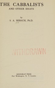 Cover of: The cabbalists and other essays
