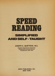 Cover of: Speed reading simplified and self-taught