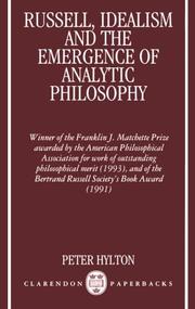 Cover of: Russell, Idealism, and the Emergence of Analytic Philosophy