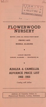 Azalea & camellia advanced price list 1952-1953 by Flowerwood Nursery