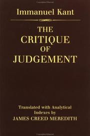 Cover of: The Critique of Judgement by Immanuel Kant