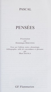 Cover of: Pensées by Blaise Pascal