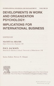 Cover of: Developments in work and organizational psychology by edited by Manfusa Shams, Paul Jackson