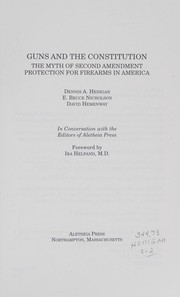 Cover of: Guns and the Constitution: the myth of second amendment protection for firearms in America