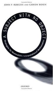 Cover of: A Subject With No Object: Strategies for Nominalistic Interpretation of Mathematics