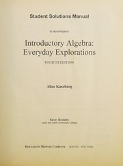 Cover of: Kaseberg Introductory Algebra Print Student Solution Manual Fourthedition by 