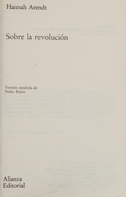 Cover of: Sobre La Revolucion by Hannah Arendt