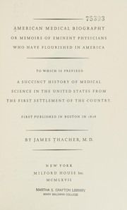 Cover of: American medical biography by James Thacher