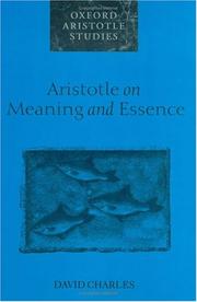 Cover of: Aristotle on meaning and essence by Charles, David