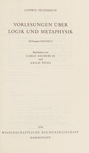 Cover of: Schriften aus dem Nachlass by Ludwig Feuerbach