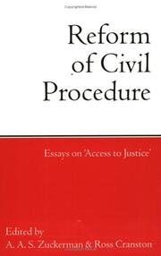 Cover of: Reform of Civil Procedure by A. A. S. Zuckerman, Ross Cranston