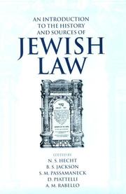 Cover of: An Introduction to the History and Sources of Jewish Law (Publication (Boston University. Institute of Jewish Law), No. 22.)
