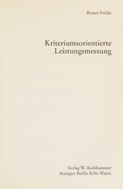 Cover of: Kriteriumsorientierte Leistungsmessung