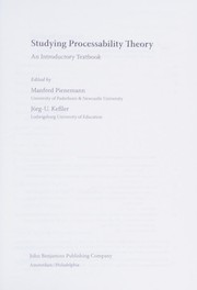 Cover of: Studying processability theory by Manfred Pienemann