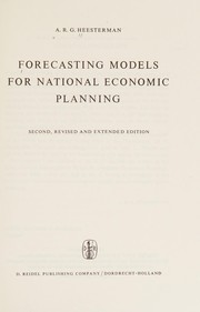 Cover of: Forecasting models for national economic planning.