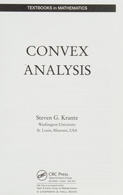 Cover of: Convex analysis by Steven G. Krantz