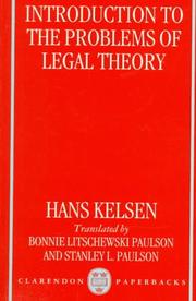 Cover of: Introduction to the Problems of Legal Theory by Hans Kelsen