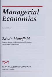 Cover of: Managerial economics by Edwin Mansfield