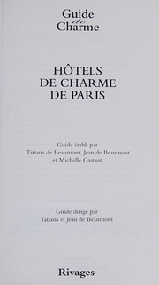 Cover of: Hôtels de charme de Paris