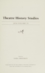 Cover of: Theatre History Studies 2016, Vol. 35