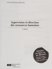 Cover of: Supervision et direction des ressources humaines