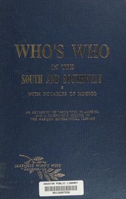 Cover of: WHO'S WHO IN THE SOUTH AND SOUTHWEST 1969